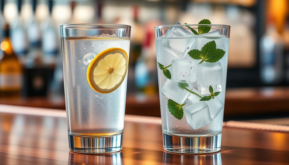 Side-by-side glasses of soda and tonic water
